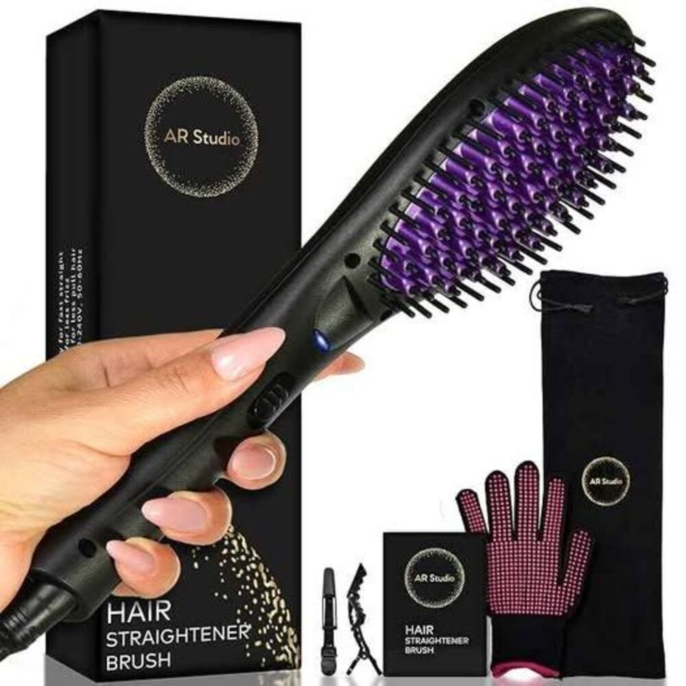 Hair Straightener Brush Flat Ionic Anti-Scald Faster Heating Ceramic Technology